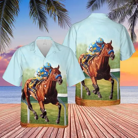 Kentucky Derby Horse Racing 3D Hawaiian Shirt Gift For Your Girlfriend Boyfriend Gift For Love Gift For Friend Best Valentine Present Holiday Gift