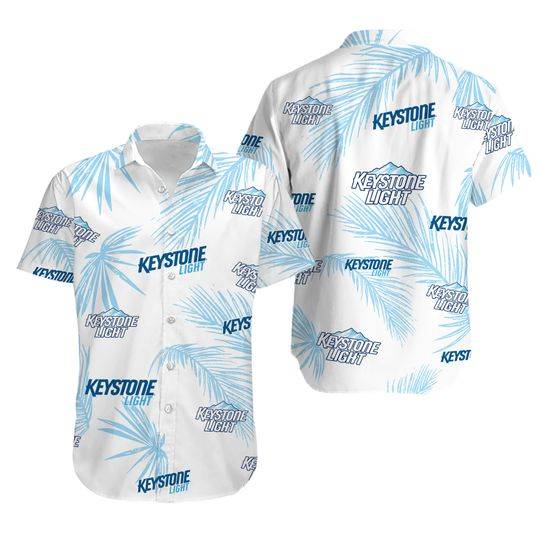 Keystone Light Hawaiian Palm Leaves Pattern Shirt Gift For Your Girlfriend Boyfriend Gift For Love Gift For Friend Best Valentine Present Holiday Gift