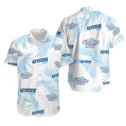 Keystone Light Hawaiian Palm Leaves Pattern Shirt Gift For Your Girlfriend Boyfriend Gift For Love Gift For Friend Best Valentine Present Holiday Gift