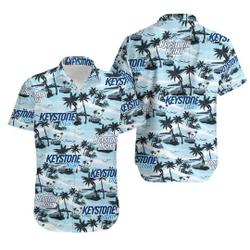 Keystone Light Hawaiian Sea Island Pattern hawaiian shirt Gift For Your Girlfriend Boyfriend Gift For Love Gift For Friend Best Valentine Present Holiday Gift