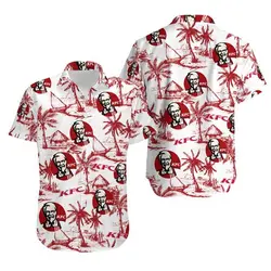 KFC Food Tropical Flower Aloha Hawaiian Shirts Gift For Your Girlfriend Boyfriend Gift For Love Gift For Friend Best Valentine Present Holiday Gift