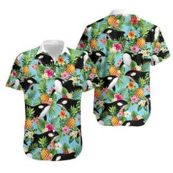 Killer Whale Pineapple Plumeria Tropical Hawaiian Shirt Gift For Your Girlfriend Boyfriend Gift For Love Gift For Friend Best Valentine Present Holiday Gift