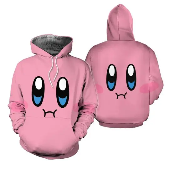 Kirby Cute Pink Face Game Character Halloween 3D Hoodie