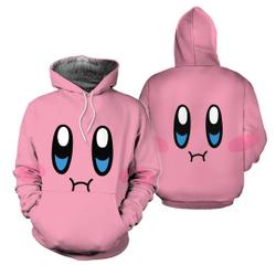 Kirby Cute Pink Face Game Character Halloween 3D Hoodie