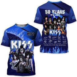 Kiss Band 50th Anniversary 1973-2023 Signature 3D T-Shirt Meaningful Gift For Family Gift For Boyfriend Valentine Gift