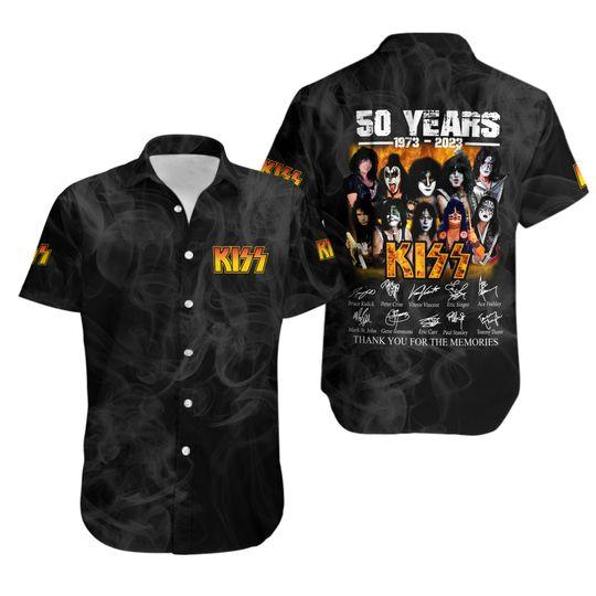 Kiss Band Button Shirt, Kiss Tour Shirt, 50th Anniversary Button Shirt Gift For Your Girlfriend Boyfriend Gift For Love Gift For Friend Best Valentine Present Holiday Gift