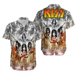 Kiss Band Tropical Hawaii Shirt Aloha Shirt Gift For Your Girlfriend Boyfriend Gift For Love Gift For Friend Best Valentine Present Holiday Gift