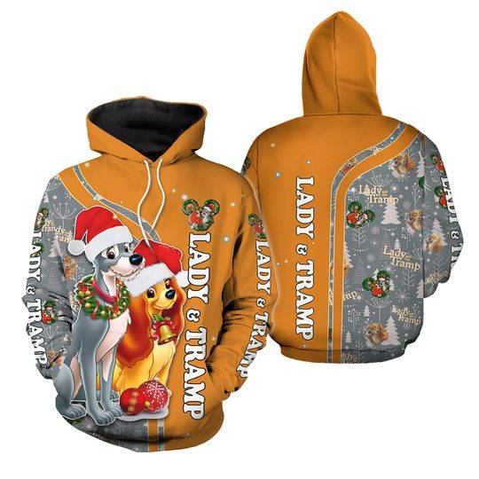 Lady And The Tramp Christmas Disney 3D Hoodie, Christmas Cartoon Shirt