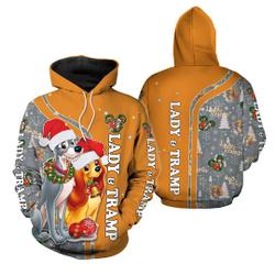 Lady And The Tramp Christmas Disney 3D Hoodie, Christmas Cartoon Shirt