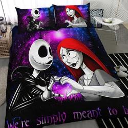 Jack and Sally Couple We are simply meant to be Bedding, Nightmare Before Christmas Bedding Set Gift For Your Girlfriend Boyfriend Gift For Love Gift For Friend Best Valentine Present Holiday Gift