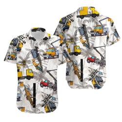 Lineman Aloha Shirt With Bucket Truck Hawaiian Shirts Gift For Your Girlfriend Boyfriend Gift For Love Gift For Friend Best Valentine Present Holiday Gift