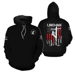 Lineman Patriotic American Flag Hoodie