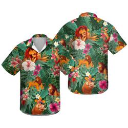 Lion king Hawaiian Aloha Shirt ,Simba Pumbaa Timon Pineapple Hawaiian Gift For Your Girlfriend Boyfriend Gift For Love Gift For Friend Best Valentine Present Holiday Gift