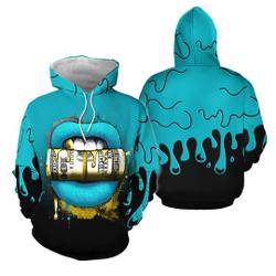 Lips with Money Drip Unisex Sneaker Match 2023 Retro Aqua 5s Hoodie