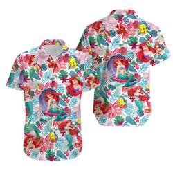 Little Mermaid Hawaiian Shirt, Ariel Aloha Shirt Gift For Your Girlfriend Boyfriend Gift For Love Gift For Friend Best Valentine Present Holiday Gift