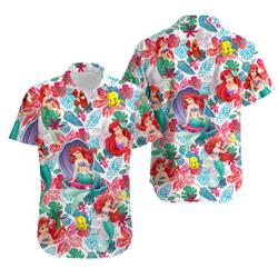 Little Mermaid Hawaiian Shirt, Ariel Aloha Shirt Gift For Your Girlfriend Boyfriend Gift For Love Gift For Friend Best Valentine Present Holiday Gift