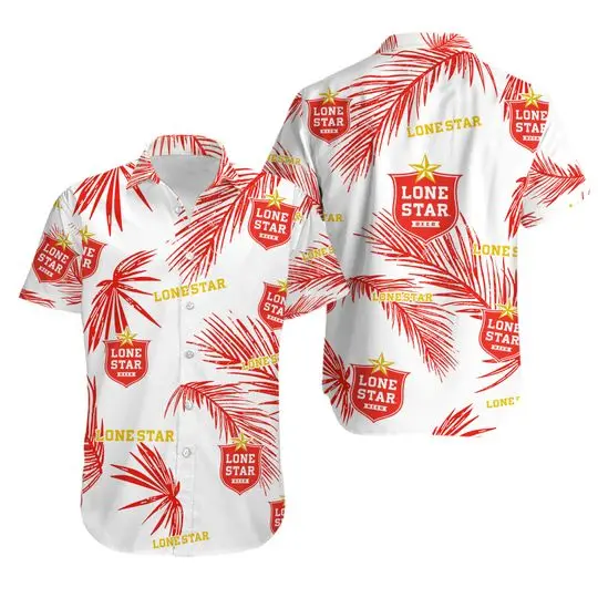 Lone Star Palm Leaves Pattern Hawaiian Shirt Gift For Your Girlfriend Boyfriend Gift For Love Gift For Friend Best Valentine Present Holiday Gift