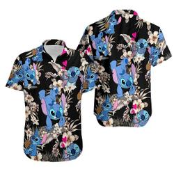 Lovely Stitch Cartoon Hawaiian Shirt/ Lilo And Stitch Hawaii Shirt Gift For Your Girlfriend Boyfriend Gift For Love Gift For Friend Best Valentine Present Holiday Gift