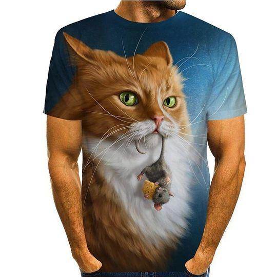 T shirt 3D Print Cat Graphic Prints Short Sleeve Daily Tops Meaningful Gift For Family Gift For Boyfriend Valentine Gift