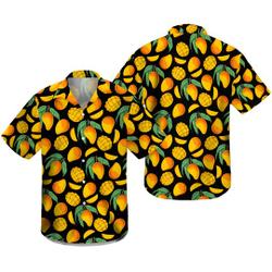 Mango Hawaiian Shirt for Men, Women, Fruit Shirt Summer Casual Button Down Shirt Gift For Your Girlfriend Boyfriend Gift For Love Gift For Friend Best Valentine Present Holiday Gift