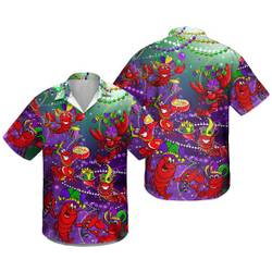 Mardi Gras Crawfish Crew Hawaiian Shirt, Aloha Beach Shirt Gift For Your Girlfriend Boyfriend Gift For Love Gift For Friend Best Valentine Present Holiday Gift