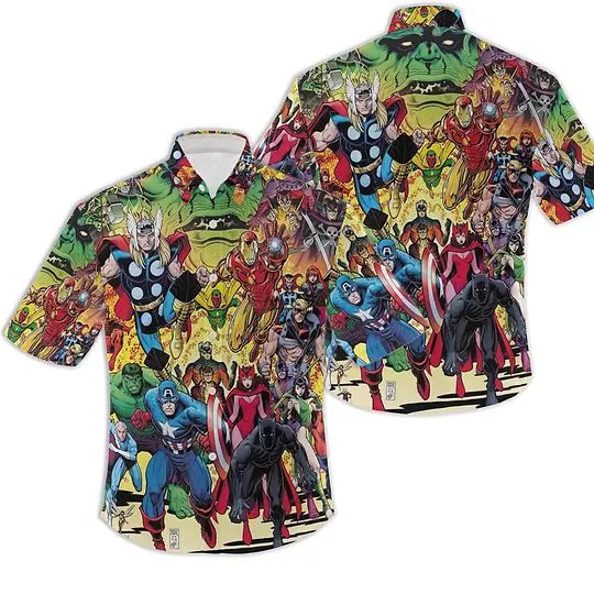 Marvel Avengers Hawaiian Shirt, Marvel Superheros Short Sleeve Shirt Gift For Your Girlfriend Boyfriend Gift For Love Gift For Friend Best Valentine Present Holiday Gift