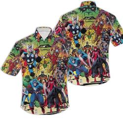 Marvel Avengers Hawaiian Shirt, Marvel Superheros Short Sleeve Shirt Gift For Your Girlfriend Boyfriend Gift For Love Gift For Friend Best Valentine Present Holiday Gift