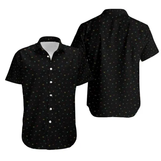 Math Symbols Black Button Up | Mathematics Button Down and Hawaiian Shirt Gift For Your Girlfriend Boyfriend Gift For Love Gift For Friend Best Valentine Present Holiday Gift