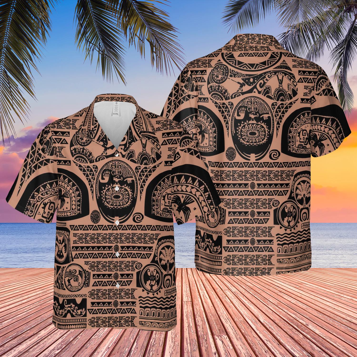 Maui Tattoos Inspired Disney Moana - Men's Button Down Hawaiians Shirt Gift For Your Girlfriend Boyfriend Gift For Love Gift For Friend Best Valentine Present Holiday Gift