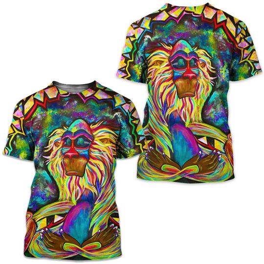 MEDITATING RAFIKI Unisex Crew, All Over Print Shirt Meaningful Gift For Family Gift For Boyfriend Valentine Gift