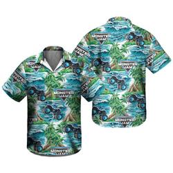 Megalodon Monster Truck Summer Hawaiian Shirt Gift For Your Girlfriend Boyfriend Gift For Love Gift For Friend Best Valentine Present Holiday Gift
