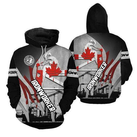 Men' Ironworker In The Construction Canada Flag 3D Hoodies