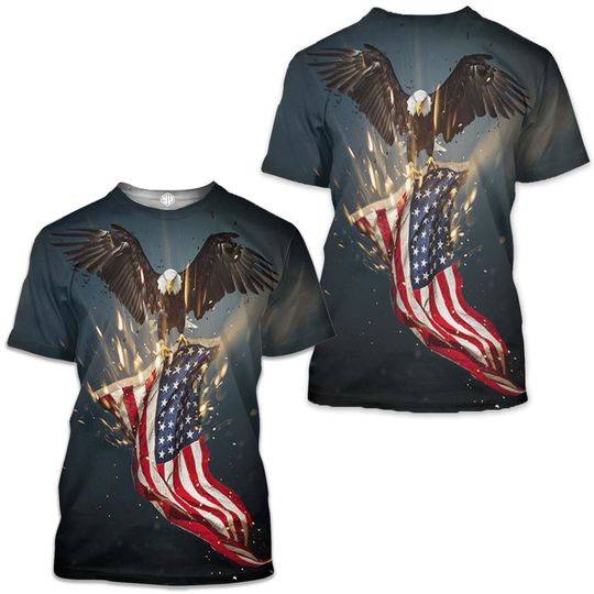 Men's American Flag and Eagle 3D T-Shirt Meaningful Gift For Family Gift For Boyfriend Valentine Gift