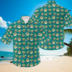 Mens Baby Yoda Grogu Short Sleeve Hawaiian Shirt Gift For Your Girlfriend Boyfriend Gift For Love Gift For Friend Best Valentine Present Holiday Gift