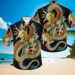Men's Casual Japanese Dragon Hawaiian Shirt Gift For Your Girlfriend Boyfriend Gift For Love Gift For Friend Best Valentine Present Holiday Gift