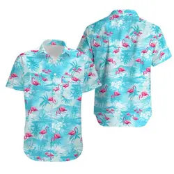 Men's Funky Flamingo Hawaiian Shirt Gift For Your Girlfriend Boyfriend Gift For Love Gift For Friend Best Valentine Present Holiday Gift