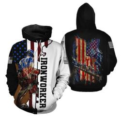 Men's Ironworker In The Construction US Flag 3D Pullover All Over Print Hoodie