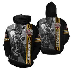 Men's Ironworker Personalized Name 3D Pullover All Over Print Custom Name Hoodie
