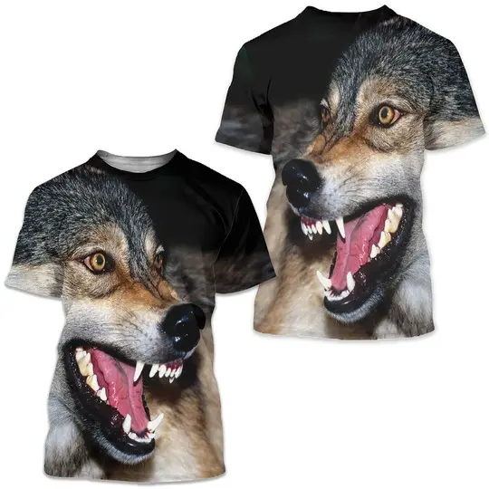 Men's Short Sleeve Wolf Graphic Print T-Shirt Meaningful Gift For Family Gift For Boyfriend Valentine Gift