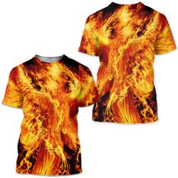 Men's T-Shirts Adult Fire Phoenix 3D Digital Printed Men's Round Neck Short Sleeve Meaningful Gift For Family Gift For Boyfriend Valentine Gift