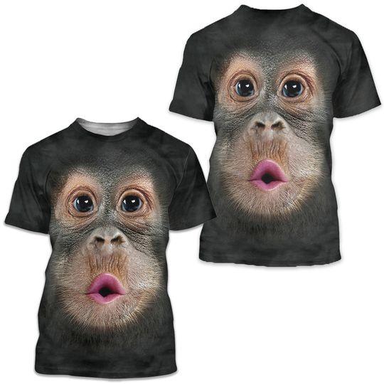 Men's Fun Gorilla Monkey 3D Printed T-shirt Casual Short Sleeve Round Collar Tops Gift for Husband Boyfriend Men Meaningful Gift For Family Gift For Boyfriend Valentine Gift