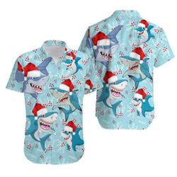 Merry Christmas Shark Santa Hat Christmas Hawaiian Shirt Gift For Your Girlfriend Boyfriend Gift For Love Gift For Friend Best Valentine Present Holiday Gift