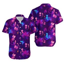 Mew Mewtwo PKM Hawaiian Shirt, Button Up Shirt Gift For Your Girlfriend Boyfriend Gift For Love Gift For Friend Best Valentine Present Holiday Gift