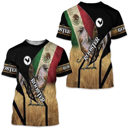 Mexican Shirts Mexico Rooster Flag 3D T-Shirt Meaningful Gift For Family Gift For Boyfriend Valentine Gift