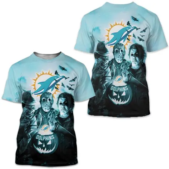 Miami Dolphins T Shirt 3d Halloween Horror Night T Shirt Meaningful Gift For Family Gift For Boyfriend Valentine Gift