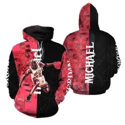 Michael Jordan Black Red Vintage Hoodie 3D The Goat Basketball Lover Hoodie