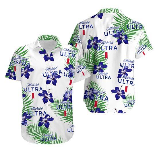 Michelob Ultra Hawaiian Hibiscus Flower Pattern,Tropical Beach Shirt Gift For Your Girlfriend Boyfriend Gift For Love Gift For Friend Best Valentine Present Holiday Gift