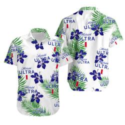 Michelob Ultra Hawaiian Hibiscus Flower Pattern,Tropical Beach Shirt Gift For Your Girlfriend Boyfriend Gift For Love Gift For Friend Best Valentine Present Holiday Gift