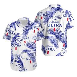Michelob Ultra Hawaiian Palm Leaves Pattern Shirt Gift For Your Girlfriend Boyfriend Gift For Love Gift For Friend Best Valentine Present Holiday Gift