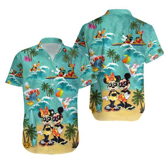 Mickey And Minnie Hawaiian Shirt,Disney Hawaiian Shirt Gift For Your Girlfriend Boyfriend Gift For Love Gift For Friend Best Valentine Present Holiday Gift